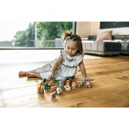 Set blocuri constructie, Free2Play, Farm Animals, Contine 36 piese, Din lemn, Pentru dezvoltarea abilitatilor motorii fine, 12 luni+, Multicolor [2]