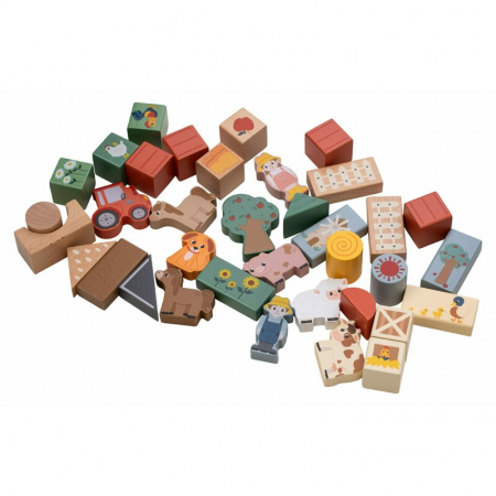 Set blocuri constructie, Free2Play, Farm Animals, Contine 36 piese, Din lemn, Pentru dezvoltarea abilitatilor motorii fine, 12 luni+, Multicolor [1]