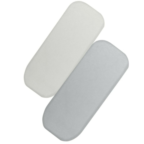 Mobilier si Lenjerie - Set cearceafuri cu elastic, Lionelo, 70x28 cm, Pentru landouri si patutul co-sleeper Malin, Pentru saltele de max. 10 cm inaltime, Din bambus, Usor de spalat, 30 grade, Fara calcare, Ecologic, Alb/Gri