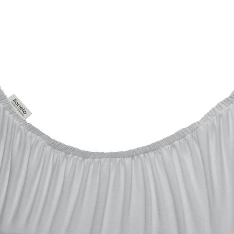 Set cearceafuri cu elastic, Lionelo, 70x28 cm, Pentru landouri si patutul co-sleeper Malin, Pentru saltele de max. 10 cm inaltime, Din bambus, Usor de spalat, 30 grade, Fara calcare, Ecologic, Alb/Gri [5]