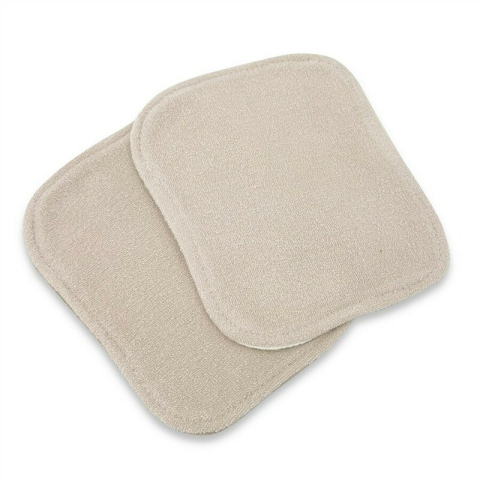 Baie si Igiena - Set de 2 lavete, Qmini, Din bambus si muselina, Pentru ingrijirea corpului bebelusului, Materiale certificate Oeko Tex Standard 100, Mocha Cream si Warm Beige