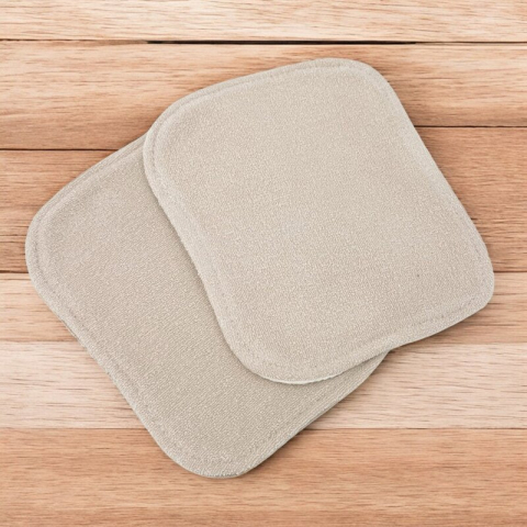 Set de 2 lavete, Qmini, Din bambus si muselina, Pentru ingrijirea corpului bebelusului, Materiale certificate Oeko Tex Standard 100, Mocha Cream si Warm Beige [2]