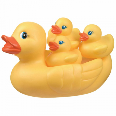Jucarii si Jocuri - Set de joaca de baie, Playgro, Ratusca cu trei boboci, Fara gauri