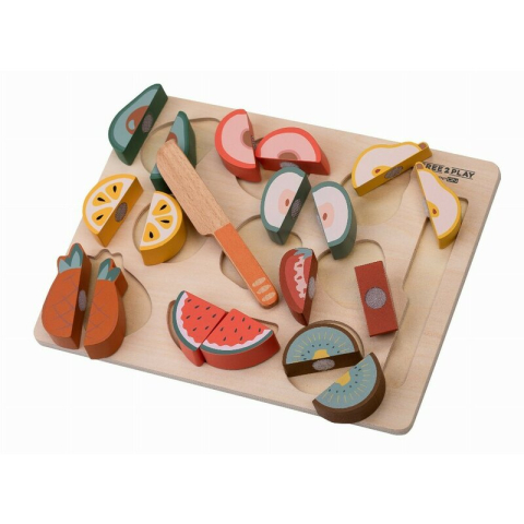 Set fructe feliate, Free2Play, Cu inchidere velcro, Din lemn, 20 piese, Multicolor [3]