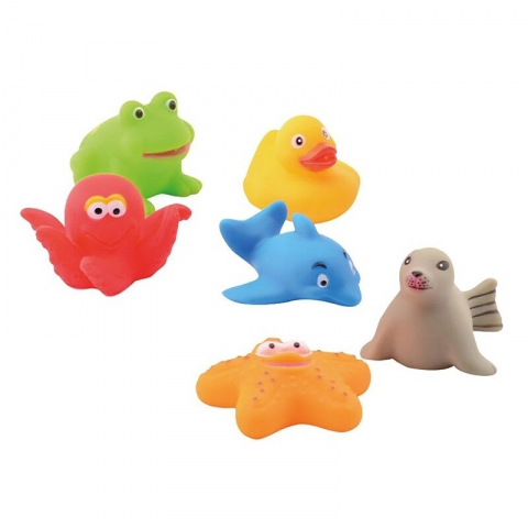 Set jucarii de baie, Happy World, Din cauciuc, 6 buc, 6 luni+, Multicolor [7]