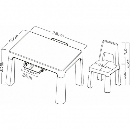 Set masuta si doua scaune, FreeON, Neo, Pentru copii, Cu doua sertare, Cu masa reglabila la doua inaltimi, Conform cu standardele europene de securitate EN71-1;2018, EN71-2:2020, EN71-3:2021, Gri [4]