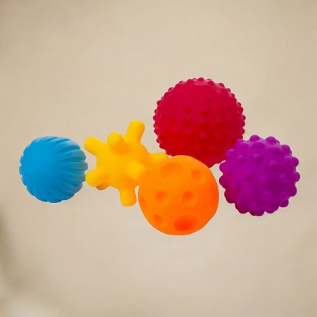 Set mingi senzoriale, Bocioland, Colorate, Pentru bebelusi, 5 piese [1]
