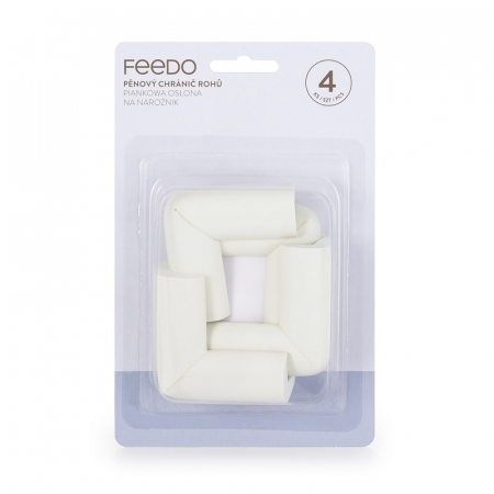 Set protectIi, Feedo, Pentru colturi ascutite, Absorbtie a socurilor, Din spuma, Cu adeziv, 5 x 5 x 2 cm, 4 bucati, Alb [1]