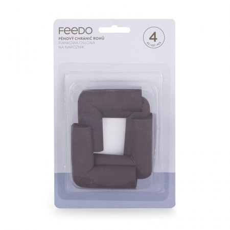 Set protectIi, Feedo, Pentru colturi ascutite, Absorbtie a socurilor, Din spuma, Cu adeziv, 5 x 5 x 2 cm, 4 bucati, Maro [1]