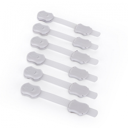 Siguranta si Sanatate - Set sisteme de siguranta, Feedo, Pentru mobilier, Universale, Cu lungime reglabila, 19 x 3.4 cm, Distanta 2-11 cm, 6 bucati, Alb