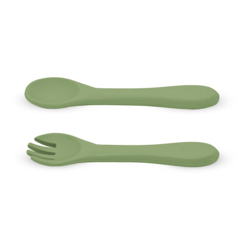 Set tacamuri, Petite&Mars, Take&Match, Din silicon, Forma ergonomica, Delicate cu gingiile, Adecvate pentru masina de spalat vase, Fara BPA, 6 luni+, Sweet Pea, Verde [2]