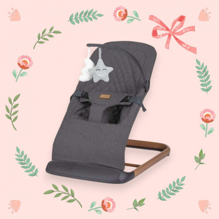 Sezlong balansoar, FreeON, Serene, Pana la 9 kg, Cu centura in 3 puncte, Spatar reglabil in 3 etape, Cu bara de jucarii, 70 x 45 x 56 cm, 0 luni+, Grey [1]