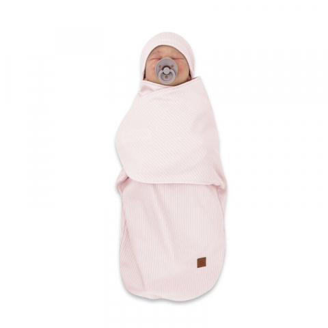 Sistem de infasare si caciulita, MimiNu, Pentru bebe, 0 - 3 luni, Din bumbac certificat Oeko Tex Standard 100, Soft Powdery Pink [3]