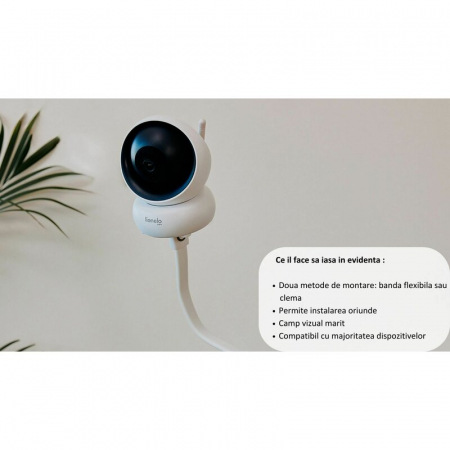 Suport pentru monitor, Lionelo, Flexi, Lungimea 56.5 cm , Flexibil, Compatibil cu Babyline 3.2, Babyline View, Babyline 8.2, Babyline 8.3, Alb [19]