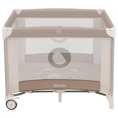 Tarc de joaca copii, Lionelo, Bonnie, Pana la 15 kg, 100 x 100 cm, Pliere compacta, Include geanta de transport, Din plasa, Cu intrare laterala cu fermoar, Cu roti, Cu salteluta din spuma, Conform cu  [2]