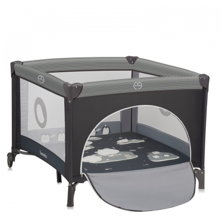 Jucarii si Jocuri - Tarc de joaca copii, Lionelo, Bonnie, Pana la 15 kg, 100 x 100 cm, Pliere compacta, Include geanta de transport, Din plasa, Cu intrare laterala cu fermoar, Cu roti, Cu salteluta din spuma, Conform cu 