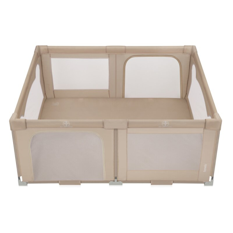Tarc de joaca copii, Lionelo, Florence Easy Fold, 150 x 180 x 75 cm, Pliere, depliere automata, Include geanta de transport, Din plasa, Cu doua intrari laterale, 0-48 luni, Conform cu EN12227, Bej [7]