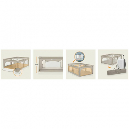Tarc de joaca copii, Lionelo, Willow, 127 x 187 cm, Pliere compacta, Include geanta de transport, Din plasa, Cu doua intrari laterale si fermoar, Cu ventuze pentru stabilitate, Conform cu EN 12227:201 [32]