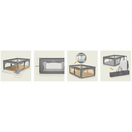Tarc de joaca copii, Lionelo, Willow, 127 x 187 cm, Pliere compacta, Include geanta de transport, Din plasa, Cu doua intrari laterale si fermoar, Cu ventuze pentru stabilitate, Conform cu EN 12227:201 [34]