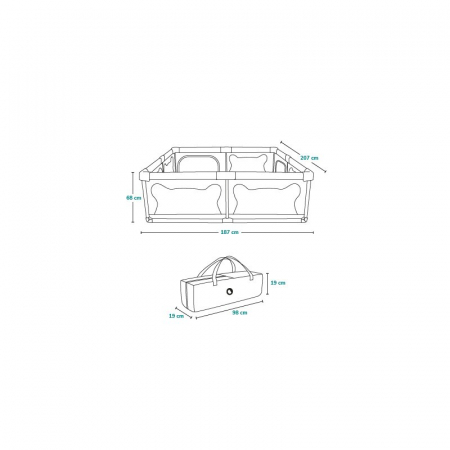 Tarc de joaca copii, Lionelo, Willow XL,180 x 200 cm, Pliere compacta, Include geanta de transport, Din plasa, Cu doua intrari laterale si fermoar, Cu ventuze pentru stabilitate, Conform cu EN 12227:2 [22]