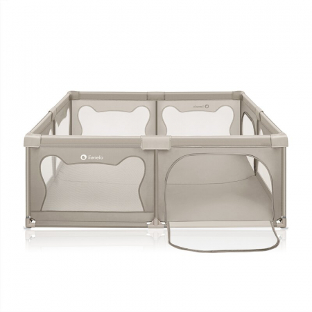 Tarc de joaca copii, Lionelo, Willow XL,180 x 200 cm, Pliere compacta, Include geanta de transport, Din plasa, Cu doua intrari laterale si fermoar, Cu ventuze pentru stabilitate, Conform cu EN 12227:2 [5]