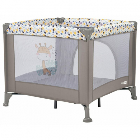 Jucarii si Jocuri - Tarc de joaca, FreeON, Patrat, Pliabil, Intrare cu fermoar, Laterale din plasa, 93x93x87 cm, Pana la 15 kg, 6 luni+, Gri