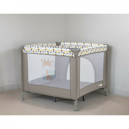 Tarc de joaca, FreeON, Patrat, Pliabil, Intrare cu fermoar, Laterale din plasa, 93x93x87 cm, Pana la 15 kg, 6 luni+, Gri [4]