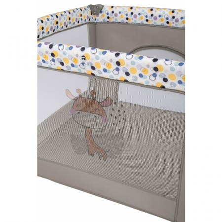 Tarc de joaca, FreeON, Patrat, Pliabil, Intrare cu fermoar, Laterale din plasa, 93x93x87 cm, Pana la 15 kg, 6 luni+, Gri [2]