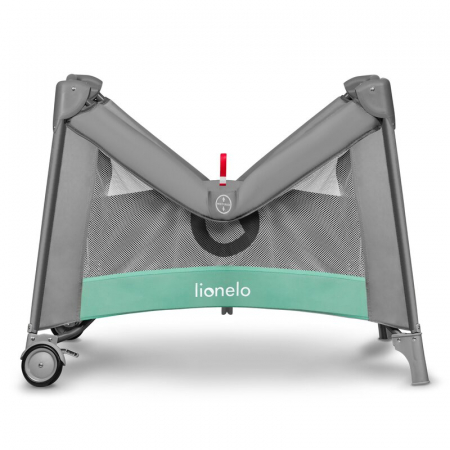 Tarc de joaca, Lionelo, Mille, Pliabil, Include covor educational incorporat cu 4 jucarii Velcro si geanta de transport, Cu roti si inchidere laterala, Saltea din spuma, 100x100 cm, Verde [12]