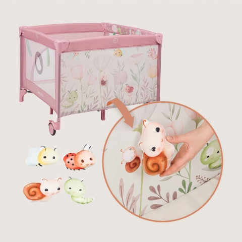 Tarc de joaca, Lionelo, Mille Plus, Pliabil, Include saltea cu densitate T25, 4 jucarii cu velcro, Manere textile, Geanta de transport, Cu roti si inchidere laterala, Pereti din plasa pentru vizibilit [22]