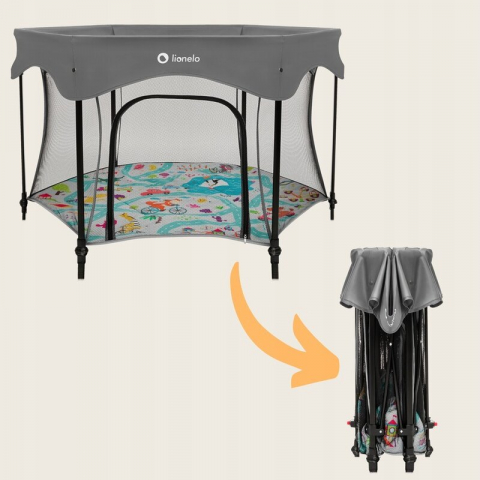 Tarc de joaca, Lionelo, Roel Plus, Pliere ultra-compacta, Sistem LockGuard impotriva plierii accidentale, Geanta de transport inclusa, Conform cu EN 12227:2010, 134x134x74 cm, 6 luni+, Multicolor [2]