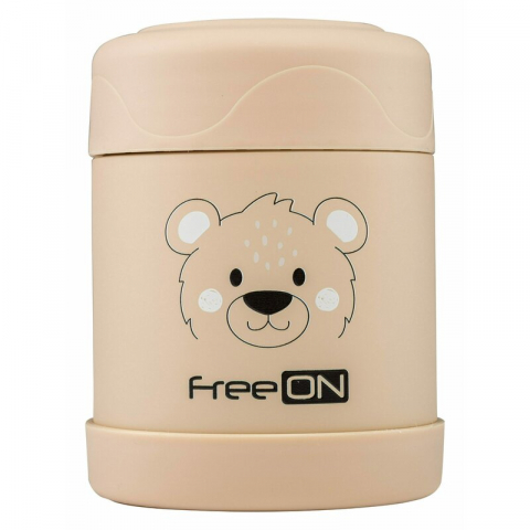 Termos, FreeON, Pentru alimente solide Din otel inoxidabil Mentine cald pana la 12 ore si rece pana la 24 ore, Beige Bear [1]