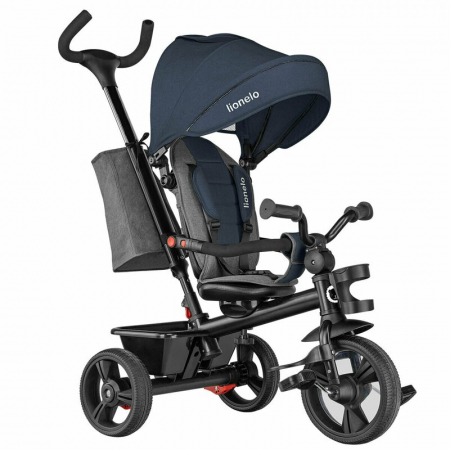Jucarii si Jocuri - Tricicleta copii, Lionelo, Haari, Ultrapliabila, Multifunctionala, Suport picioare, Control al directiei, Scaun reversibil, Rotire 360 grade, Conform cu standardul european de securitate EN71, Albastr