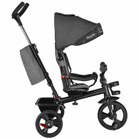 Tricicleta copii, Lionelo, Haari, Ultrapliabila, Multifunctionala, Suport picioare, Control al directiei, Scaun reversibil, Rotire 360 grade, Conform cu standardul european de securitate EN71, Gri [12]