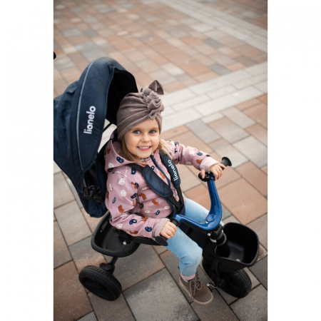 Tricicleta copii, Lionelo Kori, ultra-pliabila si multifunctionala, cu scaun rotativ 360°, control parental, suport pentru picioare si accesorii premium, Verde [42]