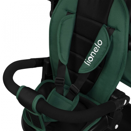 Tricicleta copii, Lionelo Kori, ultra-pliabila si multifunctionala, cu scaun rotativ 360°, control parental, suport pentru picioare si accesorii premium, Verde [11]