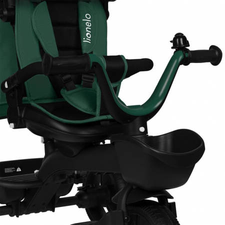 Tricicleta copii, Lionelo Kori, ultra-pliabila si multifunctionala, cu scaun rotativ 360°, control parental, suport pentru picioare si accesorii premium, Verde [6]