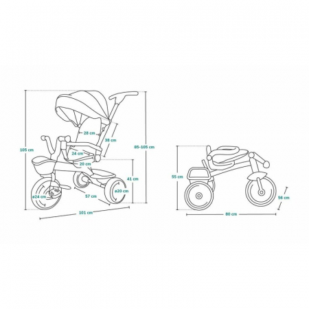Tricicleta copii, Lionelo Kori, ultra-pliabila si multifunctionala, cu scaun rotativ 360°, control parental, suport pentru picioare si accesorii premium, Verde [37]