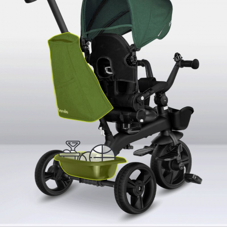 Tricicleta copii, Lionelo Kori, ultra-pliabila si multifunctionala, cu scaun rotativ 360°, control parental, suport pentru picioare si accesorii premium, Verde [30]