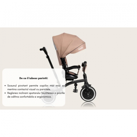 Tricicleta copii, Lionelo, Tris Plus, Ultrapliabila, Multifunctionala, Pana la 25 kg, Inclinare spatar in fata si in spate, Suport picioare, Control al directiei, Scaun reversibil, Rotire 360 grade, C [43]