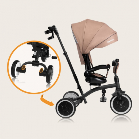 Tricicleta copii, Lionelo, Tris Plus, Ultrapliabila, Multifunctionala, Pana la 25 kg, Inclinare spatar in fata si in spate, Suport picioare, Control al directiei, Scaun reversibil, Rotire 360 grade, C [34]