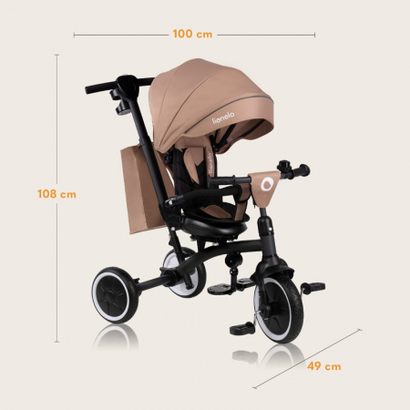 Tricicleta copii, Lionelo, Tris Plus, Ultrapliabila, Multifunctionala, Pana la 25 kg, Inclinare spatar in fata si in spate, Suport picioare, Control al directiei, Scaun reversibil, Rotire 360 grade, C [42]
