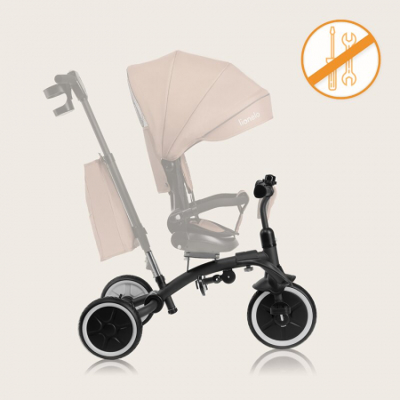 Tricicleta copii, Lionelo, Tris Plus, Ultrapliabila, Multifunctionala, Pana la 25 kg, Inclinare spatar in fata si in spate, Suport picioare, Control al directiei, Scaun reversibil, Rotire 360 grade, C [41]