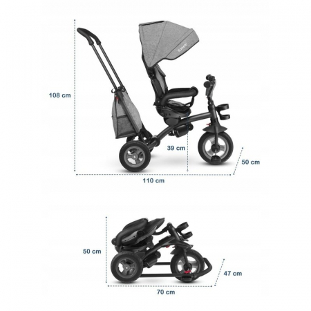 Tricicleta copii, Lionelo, Tris, Ultrapliabila, Multifunctionala, Mecanism de pedalare libera, Suport picioare, Control al directiei, Scaun reversibil, Rotire 360 grade, Conform cu standardul european [34]