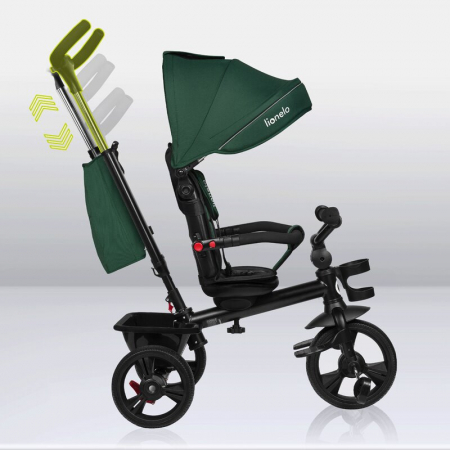 Tricicleta multifunctionala Lionelo Haari, ultra-compacta, cu scaun rotativ 360°, Conform cu standardul european de securitate EN71, Verde [34]