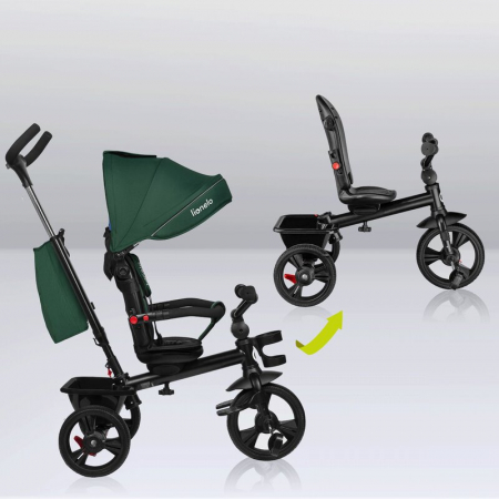 Tricicleta multifunctionala Lionelo Haari, ultra-compacta, cu scaun rotativ 360°, Conform cu standardul european de securitate EN71, Verde [28]