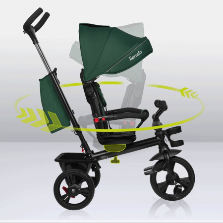 Tricicleta multifunctionala Lionelo Haari, ultra-compacta, cu scaun rotativ 360°, Conform cu standardul european de securitate EN71, Verde [40]