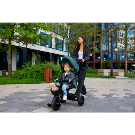 Tricicleta multifunctionala Lionelo Haari, ultra-compacta, cu scaun rotativ 360°, Conform cu standardul european de securitate EN71, Verde [56]