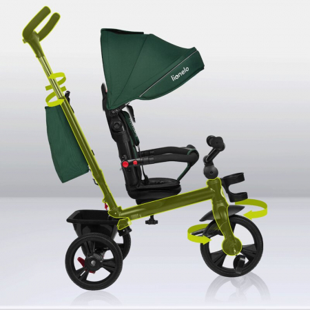 Tricicleta multifunctionala Lionelo Haari, ultra-compacta, cu scaun rotativ 360°, Conform cu standardul european de securitate EN71, Verde [42]