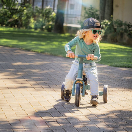 Tricicleta, Petite&Mars, Turbo, 5 in 1, Multifunctionala, Vehicul de impins, Bicicleta cu/fara pedale, Cu maner de ghidaj, Detasabil, Roti din cauciuc, Pana la 25 kg, 1.5-5 ani, Verde [21]